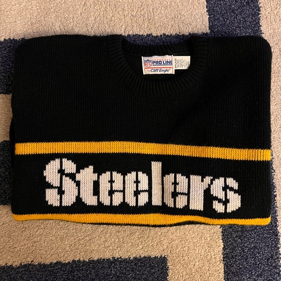 RARE VINTAGE 1980s Pittsburgh Steelers GB Cliff Engle Sweater NFL Football Large - Picture 5 of 9